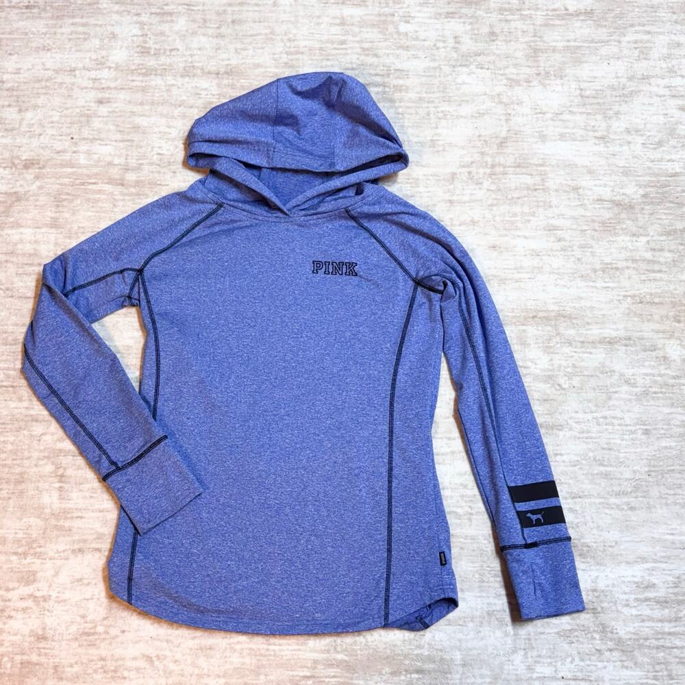 PINK Victoria’s Secret Women’s Large Blue Long Sleeve Pullover Hoodie Pocket